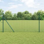 VidaXL Svařovaná drátěná plot s 13 podperami Zelená 1.2x25 m Oceľ