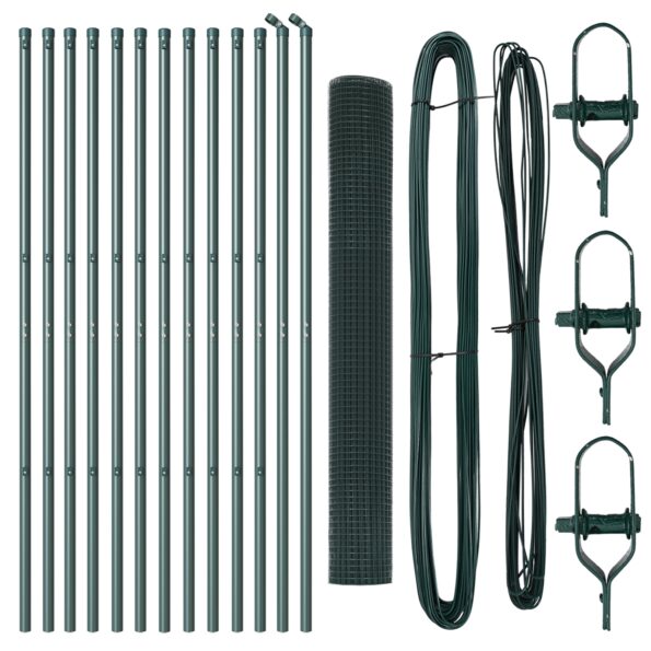 VidaXL Svařovaná drátěná plot s 13 podperami Zelená 1.2x25 m Oceľ – Obrázok 4