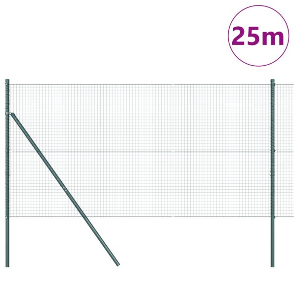 vidaXL zváraný drôtený plot s 13 stĺpikmi Zelený 1.2x25 m Oceľ – Obrázok 3