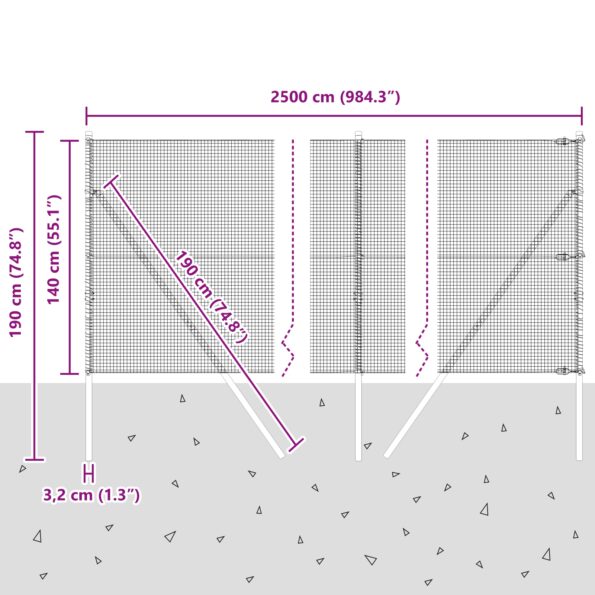 vidaXL zváraný drôtový plot s 13 stĺpmi zelený 1.4x25 m oceľový – Obrázok 12