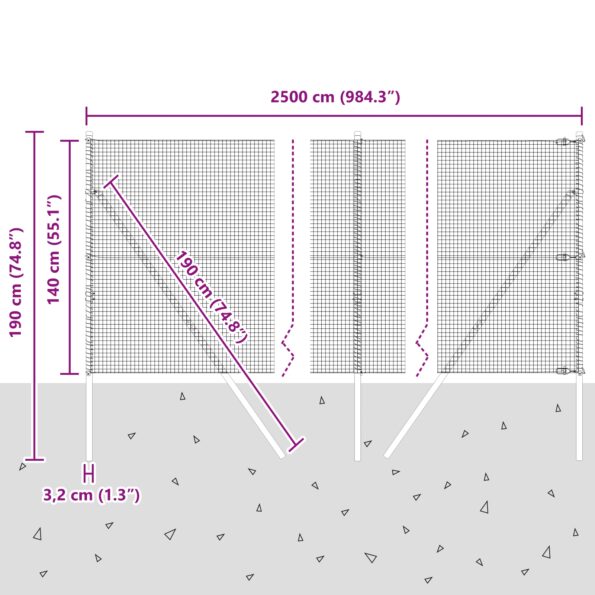 3351735_12.jpg vidaXL Zváraný drôtový plot s 13 stĺpikmi Zelený 1.4x25 m Oceľ – Obrázok 12