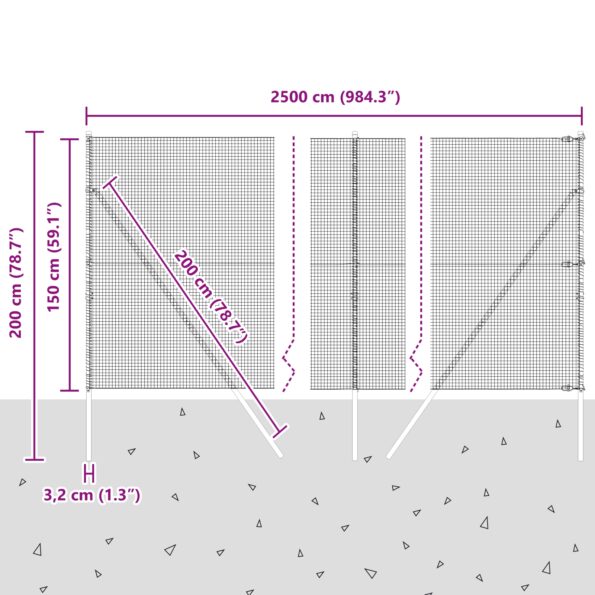 3351739_12.jpg vidaXL Zváraný drôtový plot so 13 stĺpmi Zelený 1,5x25 m Oceľ – Obrázok 12
