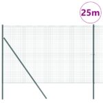 vidaXL Zváraný drôtový plot so 13 stĺpmi Zelený 1,5x25 m Oceľ – Obrázok 3