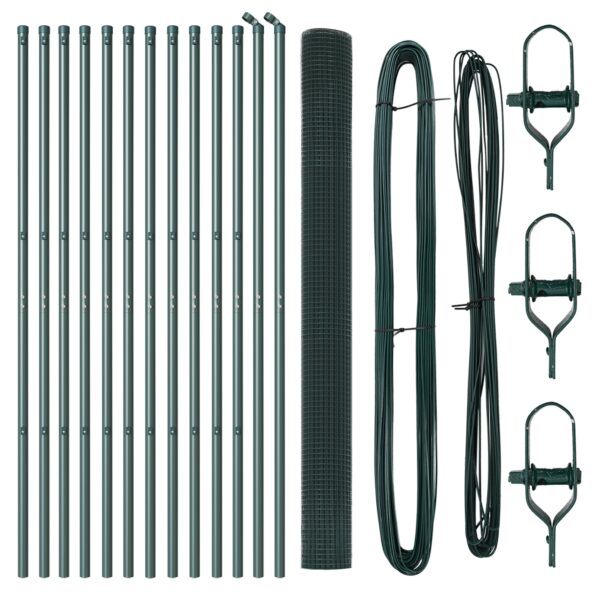 vidaXL Zváraný drôtený plot s 13 stĺpmi Zelený 1.6x25 m Oceľ – Obrázok 4