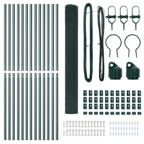 vidaXL Zváraný drôtený plot s 13 stĺpmi Zelený 1.6x25 m Oceľ – Obrázok 5