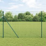 vidaXL Zvarené pletivo s 13 tyčkami Zelená 1.6x25 m Oceľ