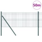 vidaXL zvárané drôtené oplotenie s 13 stĺpmi Zelené 0.4x50 m oceľ – Obrázok 3