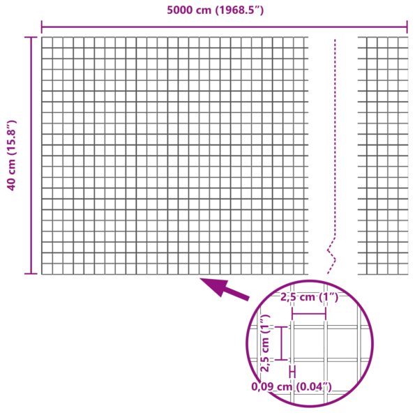 3351747_13.jpg vidaXL Zváraná drôtová sieť s 13 stĺpmi Zelená 0.4x50 m Oceľ – Obrázok 13