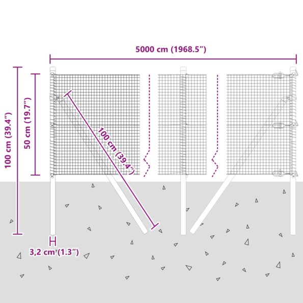 3351749_12.jpg vidaXL zváraný drôtový plot s 13 stĺpikmi zelený 0.5x50 m oceľ – Obrázok 12