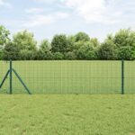 vidaXL Zváraný drôtový plot s 13 stĺpikmi Zelený 0.8x50 m Oceľ