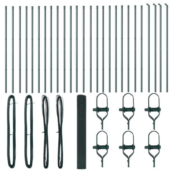 vidaXL zváraná drôtená ohrada s 13 stĺpikmi Zelená 1x50 m Oceľ – Obrázok 4