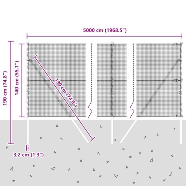 3351768_12.jpg vidaXL Zváraný plot so 13 stĺpmi Zelený 1.4x50 m Oceľ – Obrázok 12