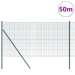 vidaXL Zváraný plot so 13 stĺpmi Zelený 1.4x50 m Oceľ – Obrázok 3