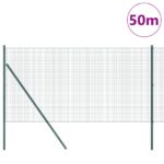 vidaXL Zváraná drôtená ohrada so 13 stĺpmi zelená 1.4x50 m oceľ – Obrázok 3