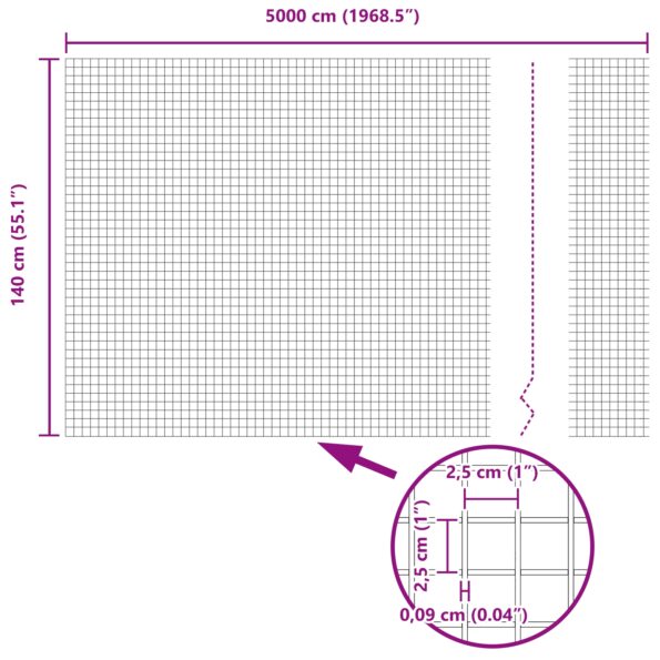 3351771_13.jpg vidaXL zváraný drôtený plot s 13 stĺpikmi Zelený 1.4x50 m Oceľ – Obrázok 13