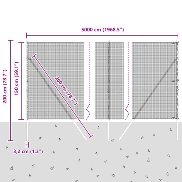 vidaXL Zvarený drôtený plot s 13 stĺpikmi Zelený 1.5x50 m Oceľ – Obrázok 12