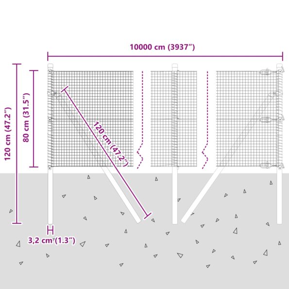 vidaXL zváraný drôtový plot so 13 stĺpmi Zelený 0,8x100 m Oceľ – Obrázok 12