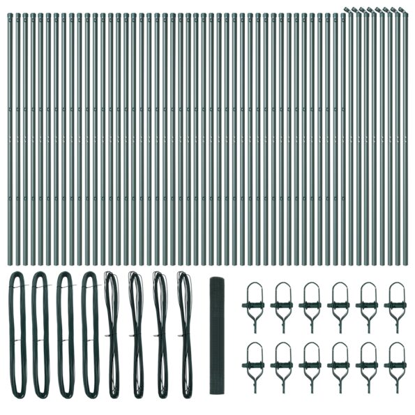 vidaXL zvarené pletivo s 13 stĺpikmi Zelené 1x100 m Oceľ – Obrázok 4