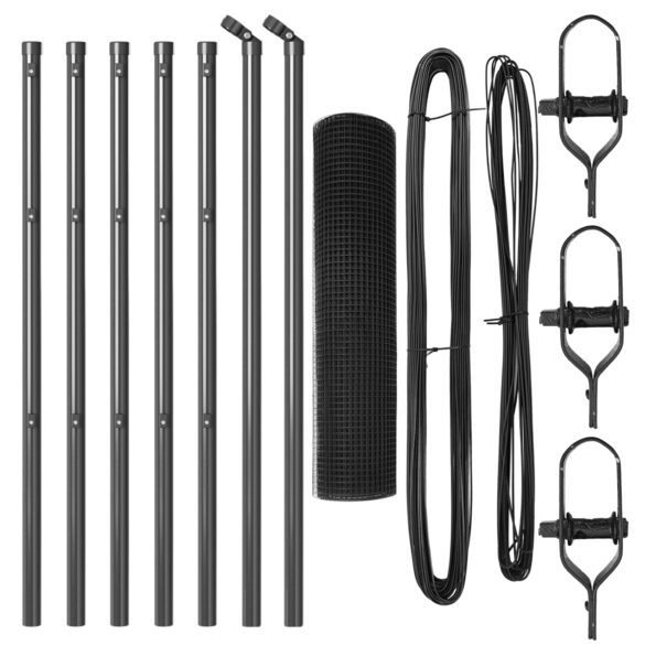 vidaXL Sivý zváraný drôtený plot s 7 stĺpikmi 0.6x10 m z ocele – Obrázok 4