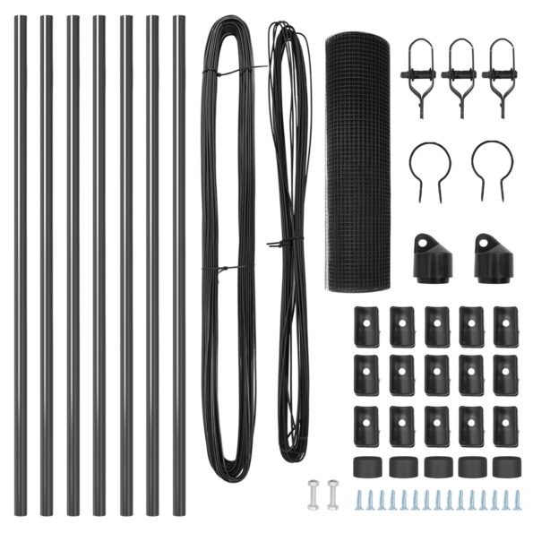 vidaXL Sivý zváraný drôtený plot s 7 stĺpikmi 0.6x10 m z ocele – Obrázok 5