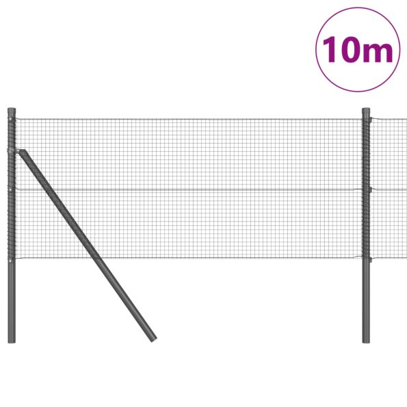 3351805_3.jpg vidaXL zváraná drôtená ohrada s 7 stĺpikmi, sivá 0.8x10 m, oceľ – Obrázok 3