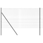 vidaXL Sivý zváraný drôtový plot s 7 stĺpikmi 1.2x10 m z ocele – Obrázok 2