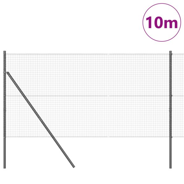 vidaXL Zváraná drôtená sieť so 7 stĺpikmi Sivá 1.4x10 m Oceľ – Obrázok 3