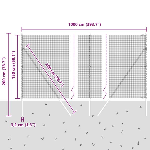vidaXL Zvarený drôtový plot s 7 stĺpmi Sivý 1.5x10 m Oceľ – Obrázok 12