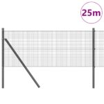 vidaXL Zváraný drôtený plot s 13 stĺpikmi Sivý 0.6x25 m Oceľ – Obrázok 3