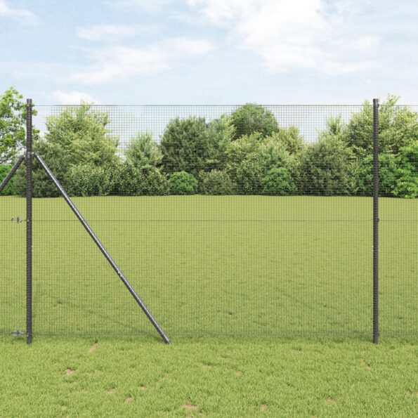 3351856_1.jpg vidaXL Zvarený drôtený plot s 13 stĺpikmi Šedý 1,5x25 m Oceľ – Obrázok 1