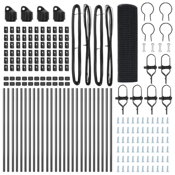 vidaXL Zváraná drôtená ohrada s 13 stĺpmi Šedá 0,6x50 m Oceľ – Obrázok 4