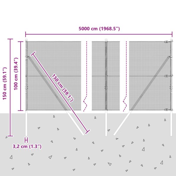 3351878_12.jpg vidaXL Zvarené drôtené ploty s 13 stĺpikmi sivé 1x50 m oceľ – Obrázok 12