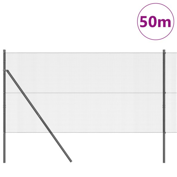 3351878_3.jpg vidaXL Zvarené drôtené ploty s 13 stĺpikmi sivé 1x50 m oceľ – Obrázok 3