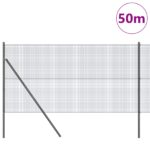 vidaXL zváraný drôtený plot so 13 stĺpikmi sivý 1x50 m oceľ – Obrázok 3