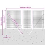 vidaXL Zváraný drôtený plot s 13 stĺpmi Sivý 1x50 m Oceľ – Obrázok 12