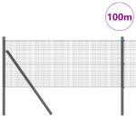 vidaXL Zváraný drôtený plot s 13 stĺpikmi Sivý 0.6x100 m Oceľ – Obrázok 3