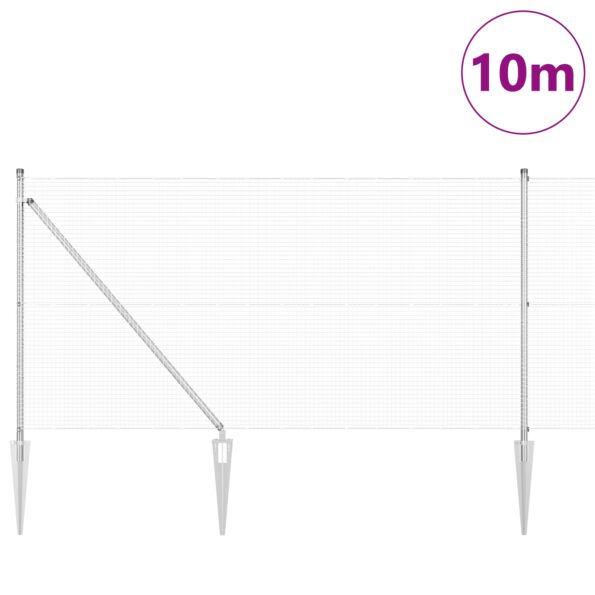 3351924_3.jpg vidaXL Zváraný drôtový plot s 7 kotvami na kolíky 0.8x10 m pozinkovaná oceľ – Obrázok 3