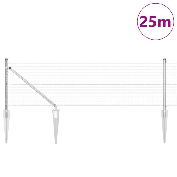 3351947_3.jpg vidaXL Zvárané drôtené ohradzenie so 13 špicatými stĺpmi 0.4x25 m Pozinkovaná oceľ – Obrázok 3