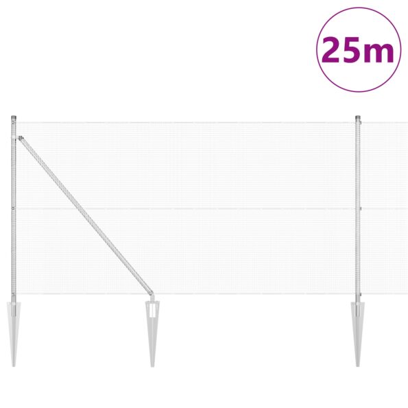 vidaXL Zváraný drôtový plot so 13 špicatými stĺpmi 1x25 m Pozinkovaná oceľ – Obrázok 3