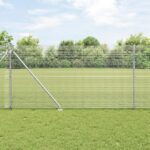 vidaXL Zvárané drôtené oplotenie s 13 kotvami 1.2x25 m, pozinkovaná oceľ