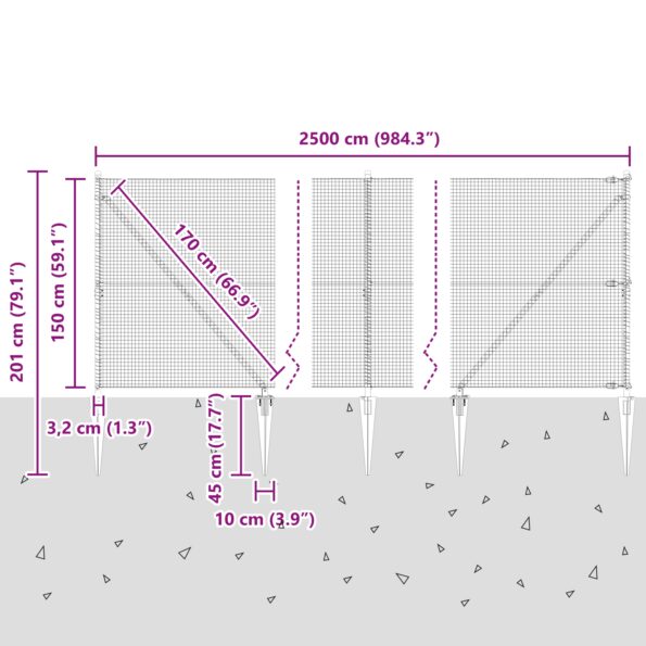 3351976_13.jpg vidaXL Zváraná drôtená ohrada so 13 sponkovými stĺpmi 1.5x25 m pozinkovaná oceľ – Obrázok 13