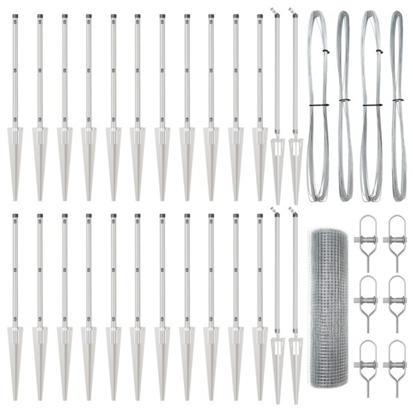 vidaXL Zvarené drôtové oplotenie s 13 kotviacimi kolíkmi 0.6x50 m Zinkovaná oceľ – Obrázok 5