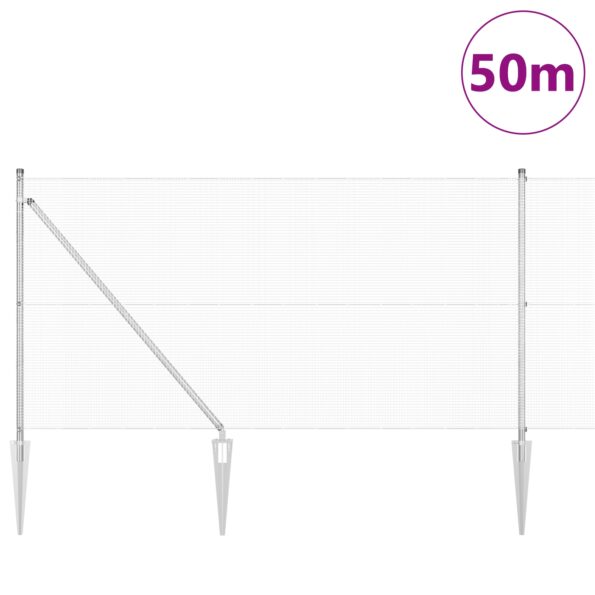 vidaXL zváraný drôtený plot s 13 kolíkmi 1x50 m pozinkovaná oceľ – Obrázok 3