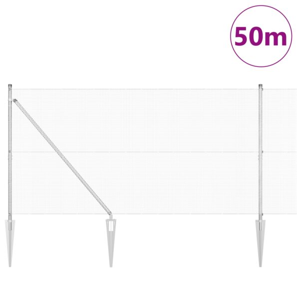 vidaXL Zváraný drôtový plot s 13 špicatými stĺpmi 1.2x50 m pozinkovaná oceľ – Obrázok 3