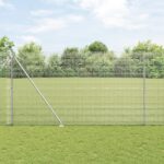 vidaXL Zvarené drôtené pletivo so 13 špicatými stĺpikmi 1,5x50 m pozinkovaná oceľ