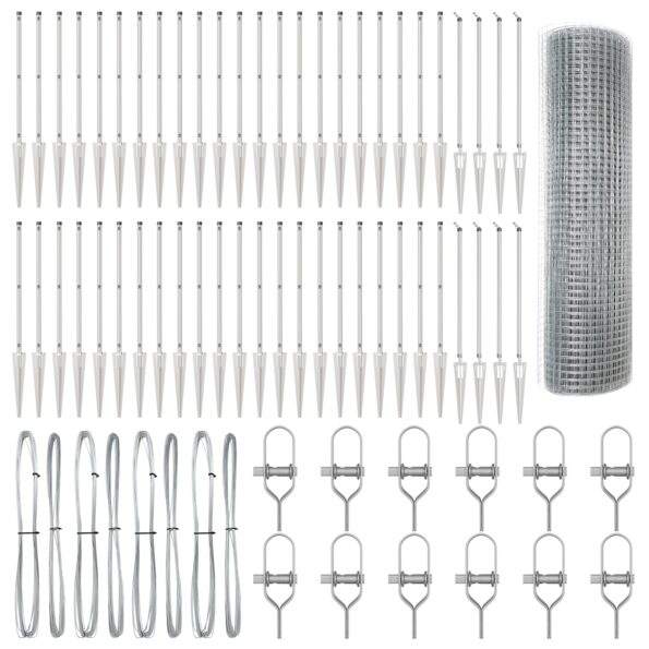 vidaXL Zvarené drôtené oplotenie s 13 hrotovými stĺpikmi 0.4x100 m Pozinkovaná oceľ – Obrázok 5