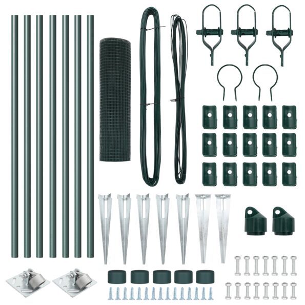 vidaXL súprava stĺpikov na plot Sada 2 Zelená Oceľ potiahnutá plastom – Obrázok 5