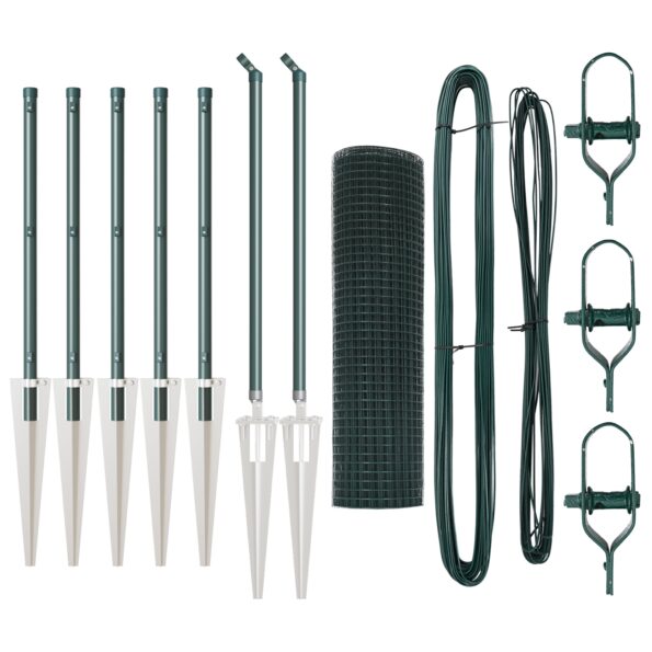vidaXL plotový stĺp Sada 2 Zelená Kov 10 x 0.5 m Odolný – Obrázok 4