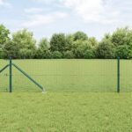 vidaXL zváraný drôtový plot s 7 kotvami Zelený 0.6x10 m Oceľ