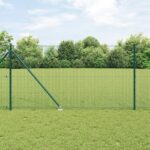 vidaXL Stĺpik na plot Sada 2 kusy Zelená Oceľ, PVC náter 10 x 1 m